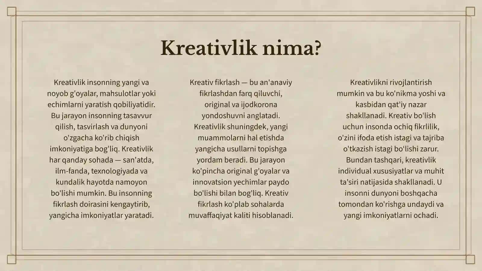 KREATIVLIK VA KREATIV FIKRLASH 3