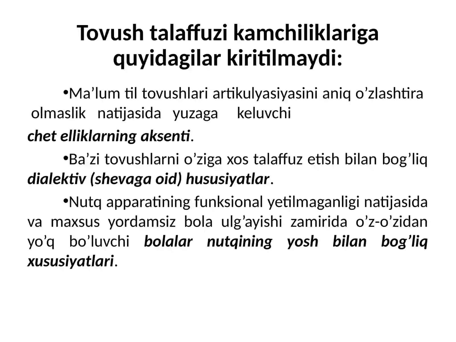 Tovush talaffuzi kamchiliklari 3