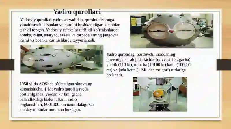 Yadroviy qurollarning turlari va xususiyatlari 3