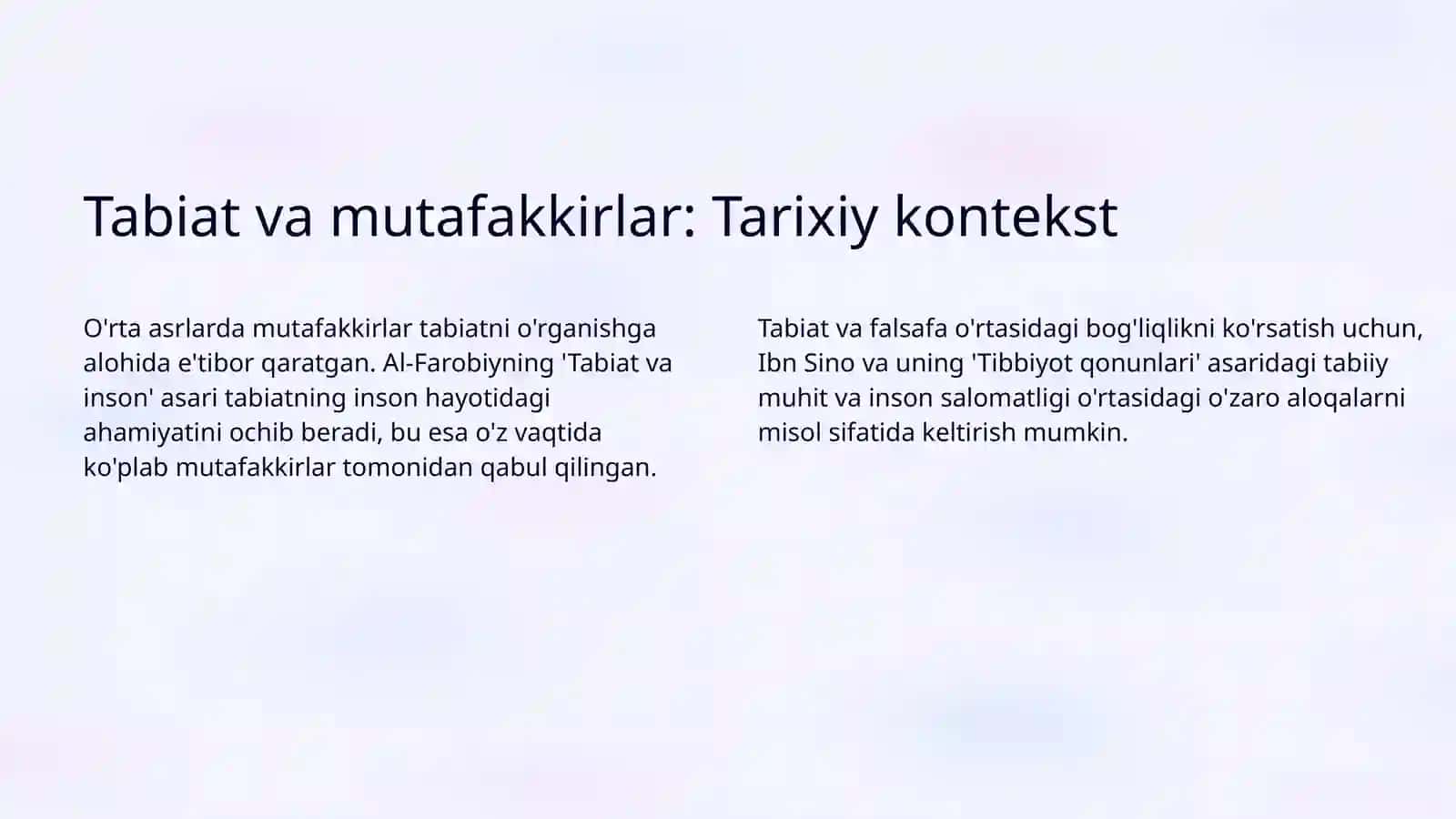 Tabiat bilan tanishtirishda mutafakkirlar merosidan foydalanish 3