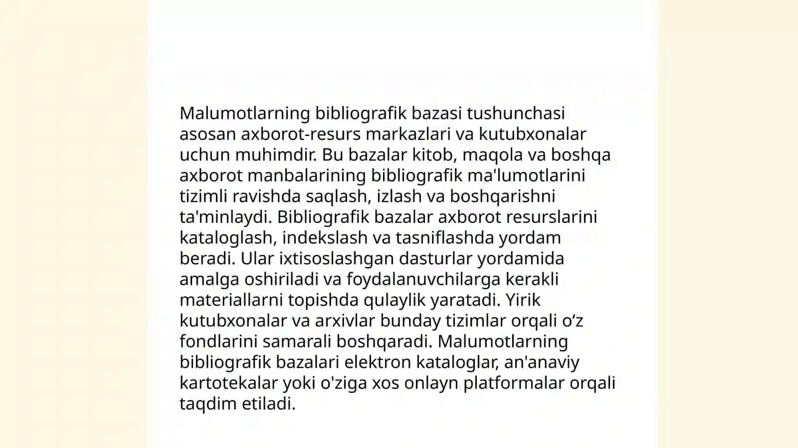 Malumotlarning bibliografik bazasi va uning mohiyati 3