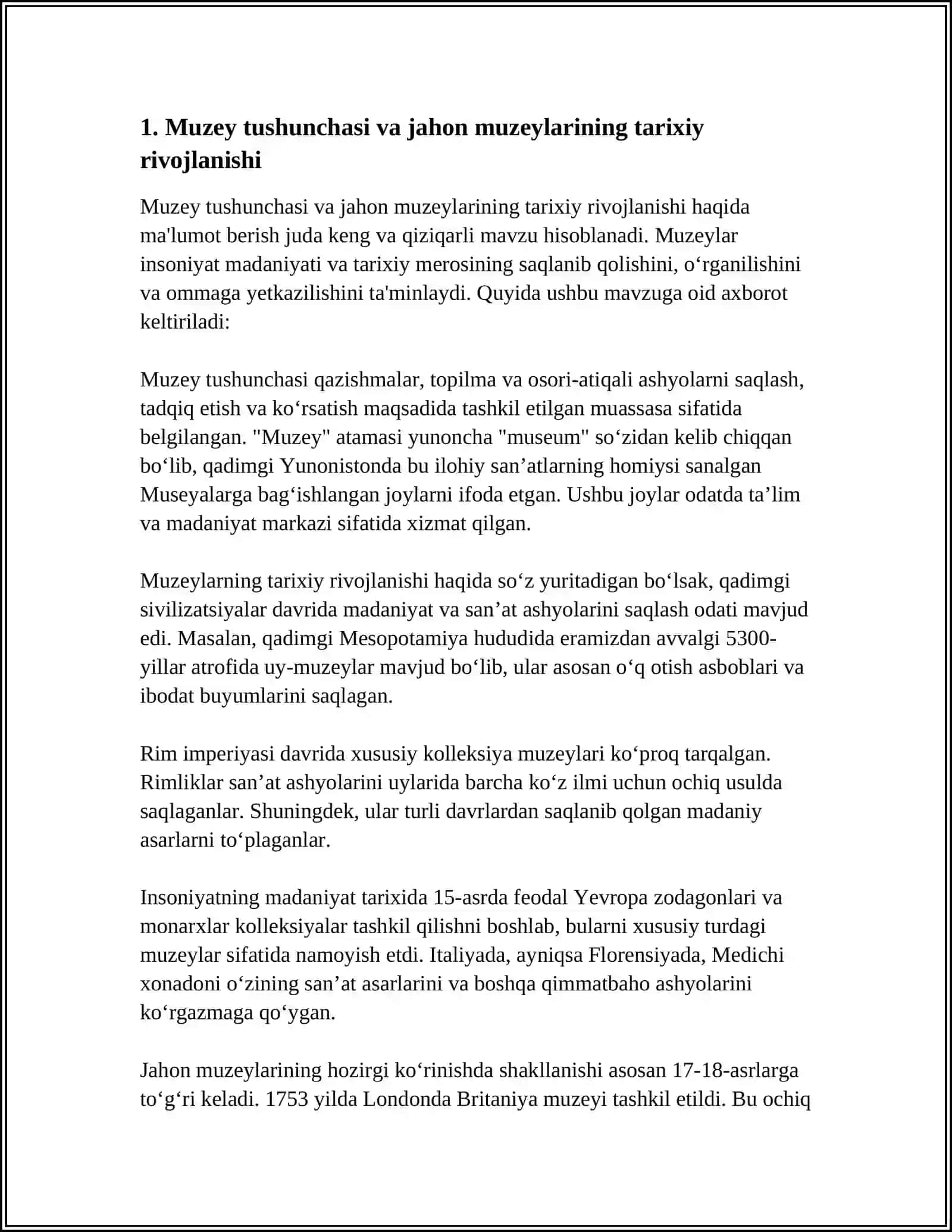 JAHON MUZEYLARINING SHAKLLANISHI 3