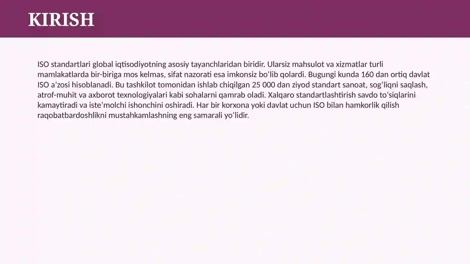 XALQARO STANDARTLASHTIRISH (ISO) TASHKILOTI 3
