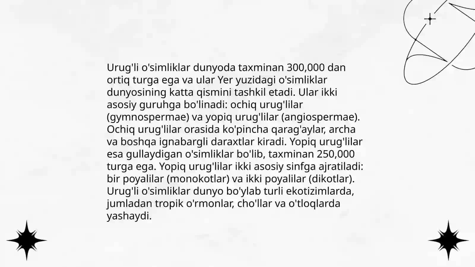 Urug'li o'simliklar dunyoda 3