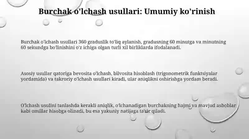 Burchak o'lchash usullari 3