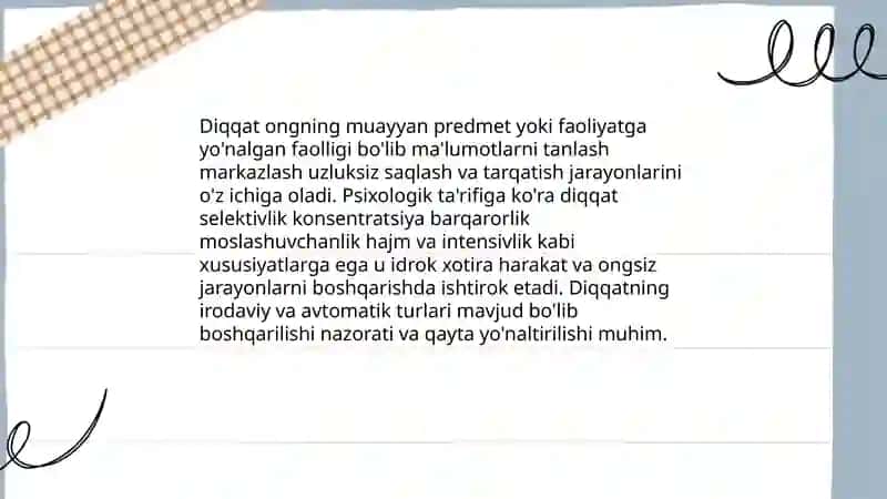Diqqat va uning psixologik xususiyatlari 3