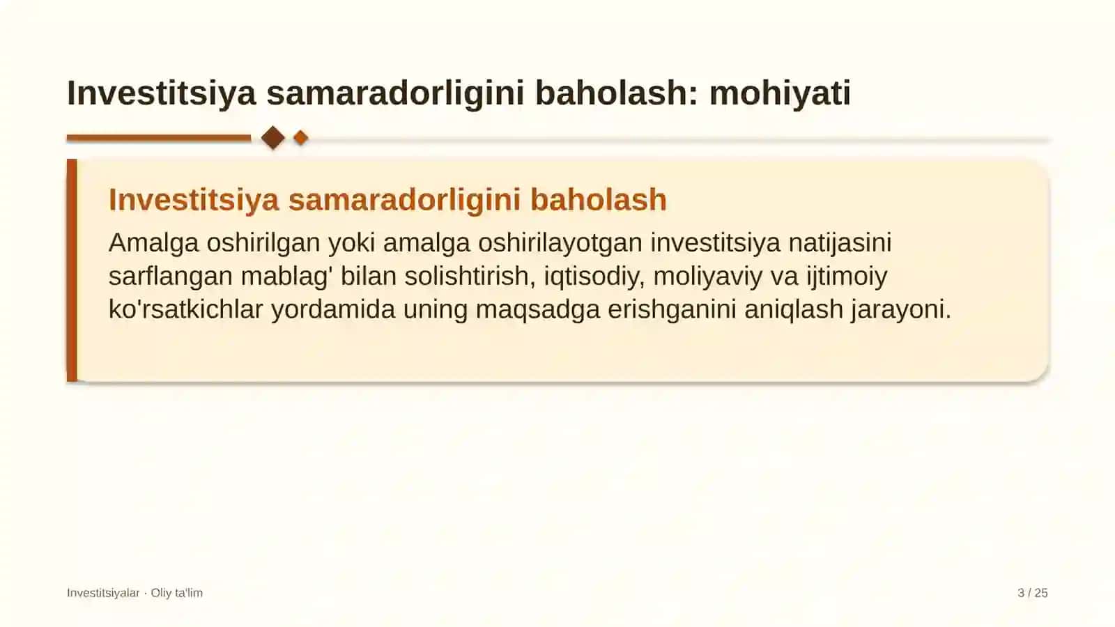 Choyxonalarda investitsiya samaradorligini baholash 3