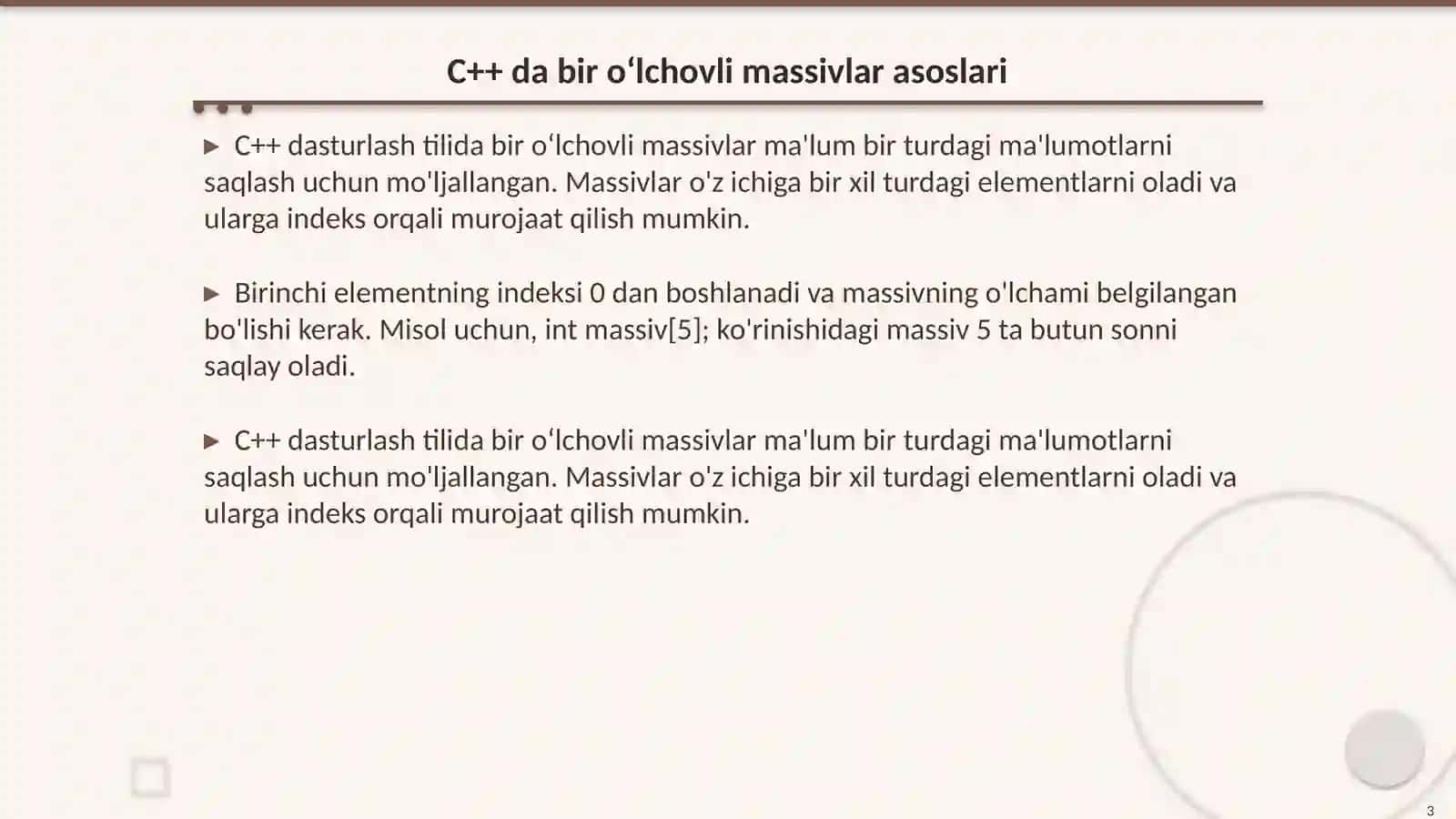 Algoritmik tillar va dasturlash 3