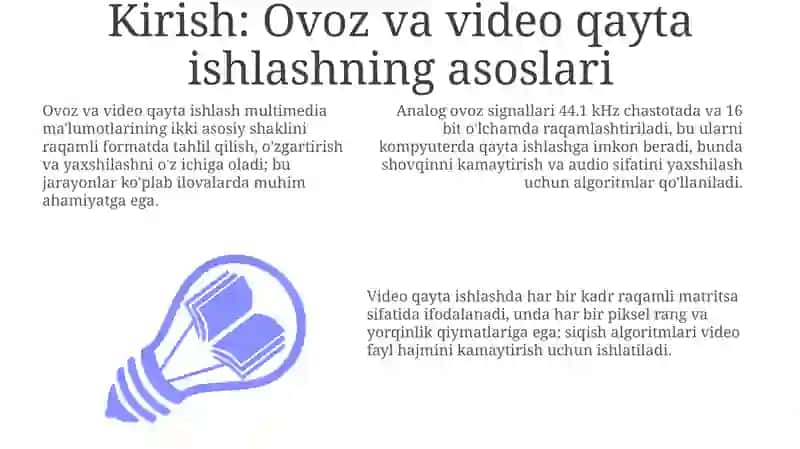 Ovoz va video qayta ishlash 3