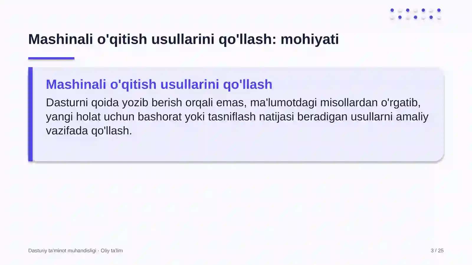 Soatsozlik ustaxonalarida mashinali o'qitish usullarini qo'llash 3