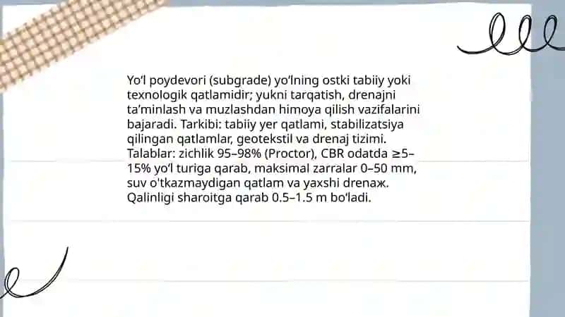 Avtomobil yoʻllarining asosiy elementlari 3