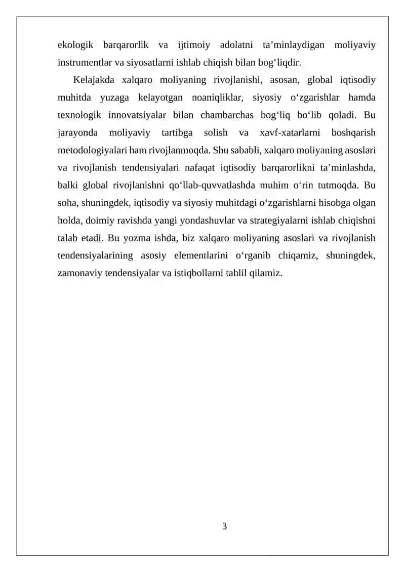 Xalqaro moliyaning asoslari va rivojlanish tendensiyalari 3