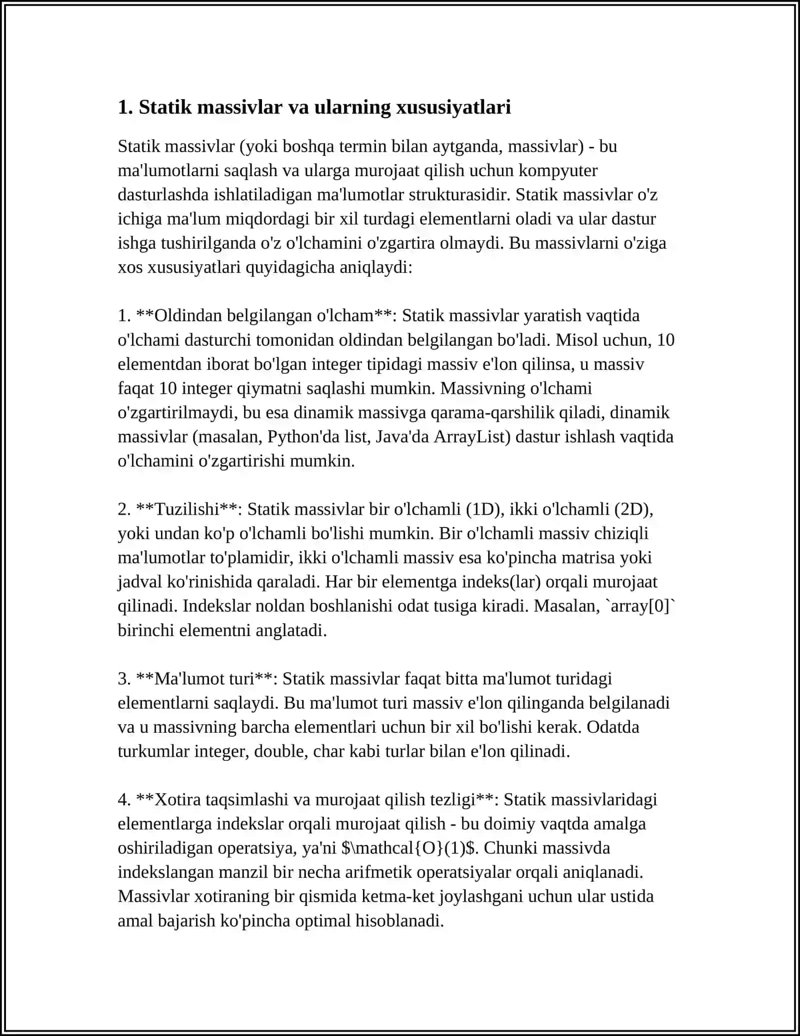 STATIK VA DINAMIK MASSIVLAR 3
