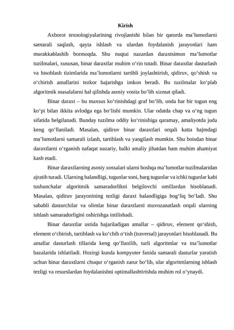 Binar daraxtlar bilan ishlash algoritmlari 3