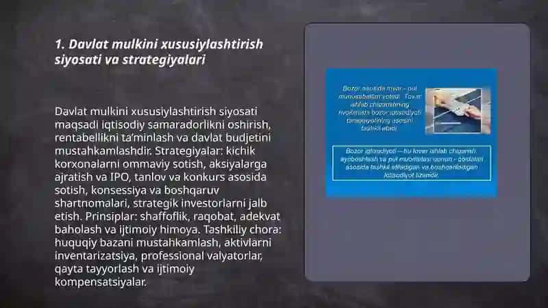 Bozor islohotlarini amalga oshirish va uning asosiy yoʻnalishlari 3