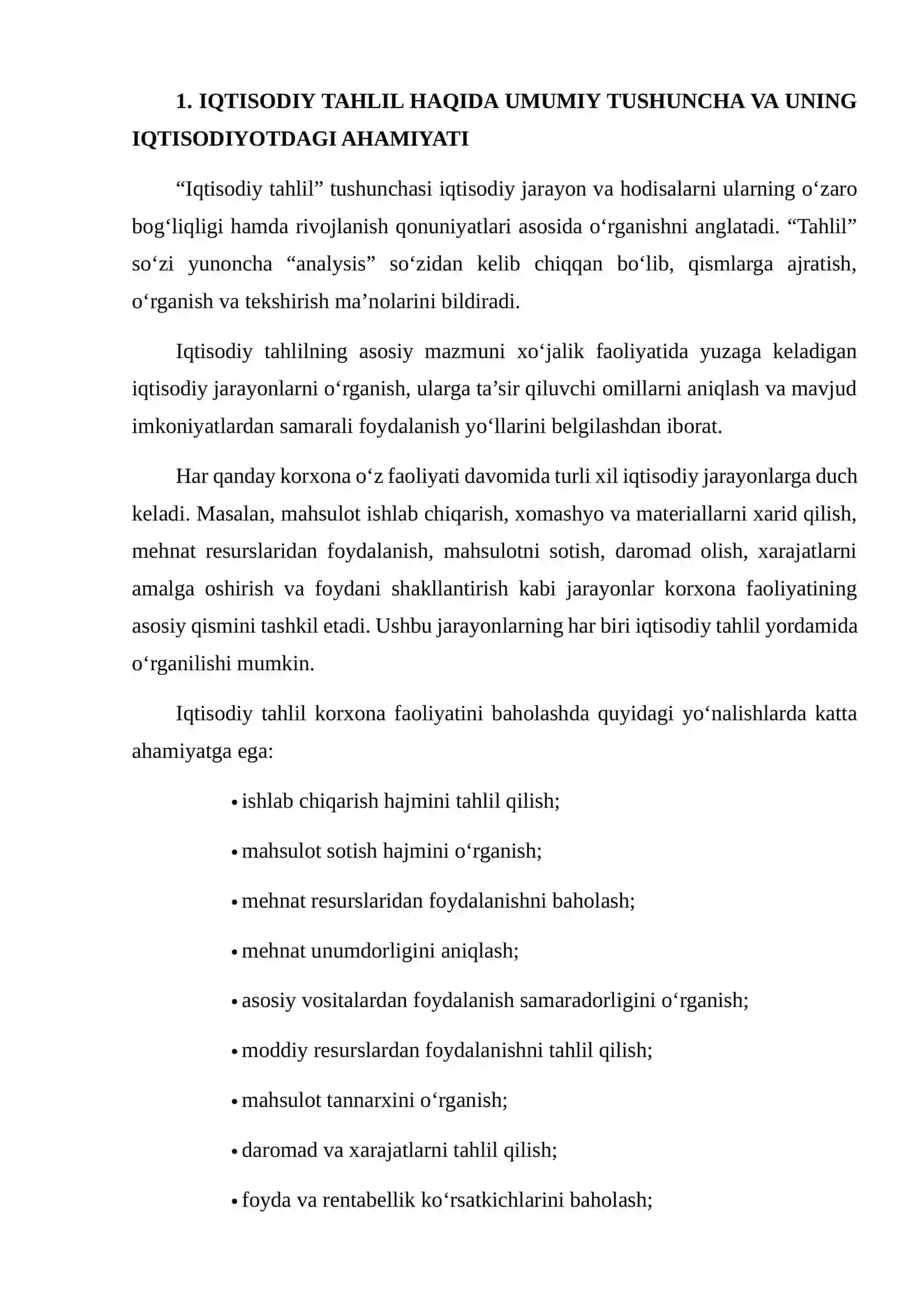 IQTISODIY TAHLILNING PREDMETI, VAZIFALARI VA TAMOYILLARI 3