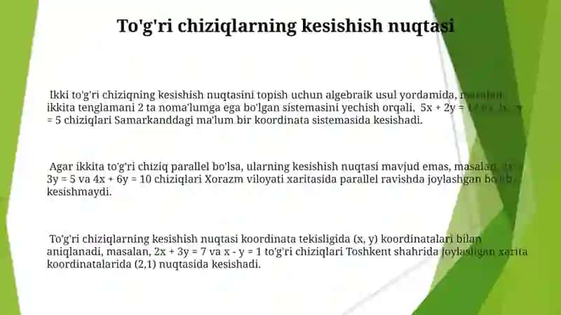 To'g'ri chiziqlar ustida amallar 3