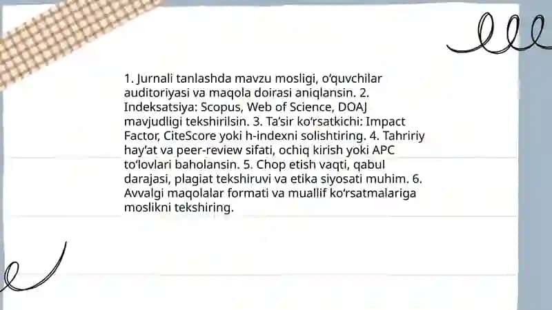 Halqaro jurnallarda maqola yozish va chop etish. Eldorbek Annamurodov 3