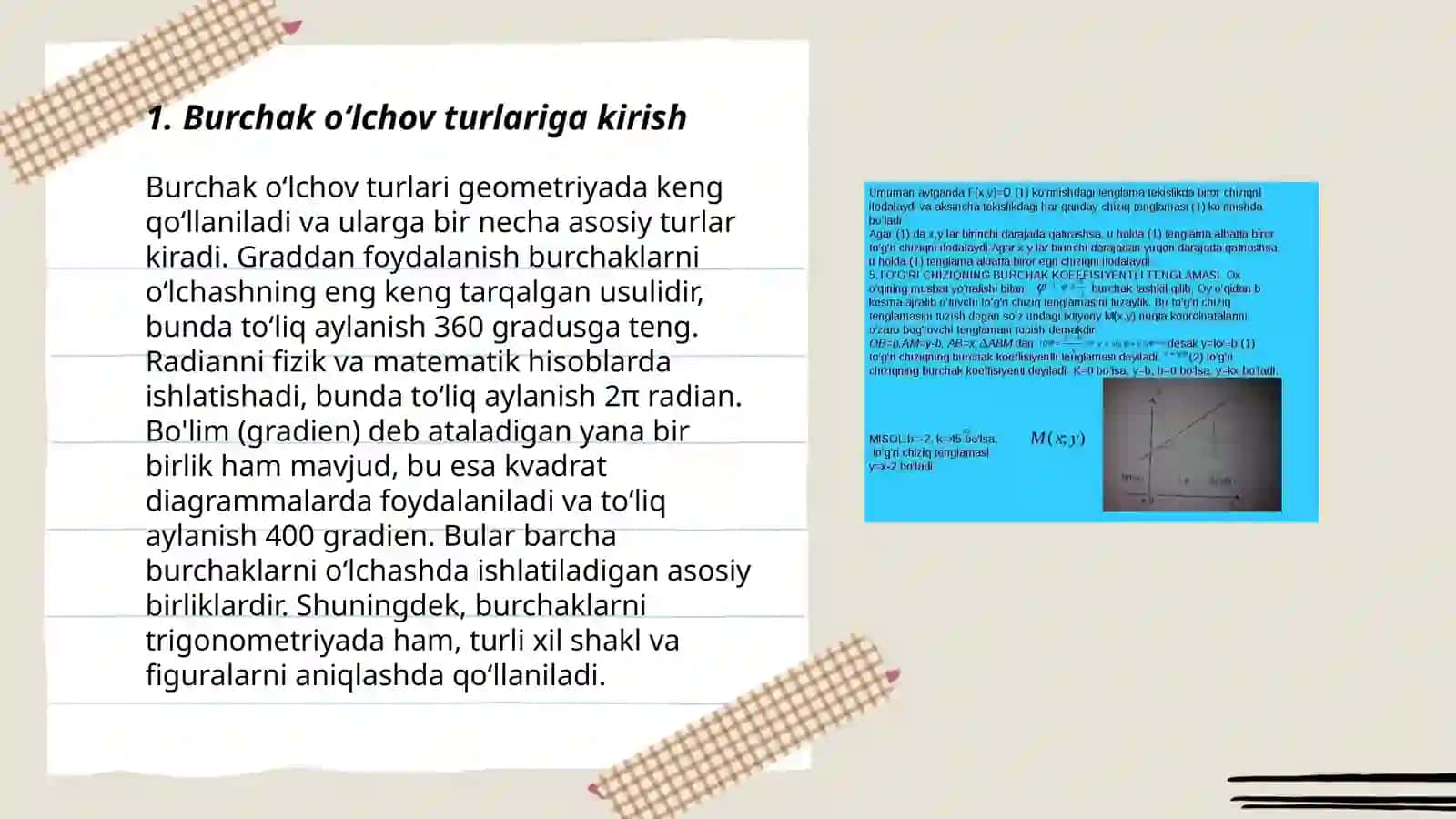 Burchak oʻlchov turlari 3