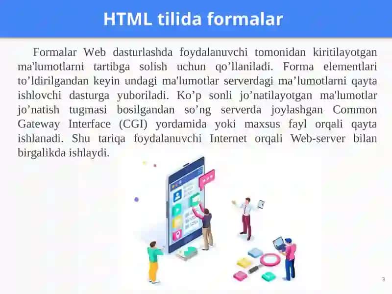 HTML tilida formalars, freymlar va obyektlar 3