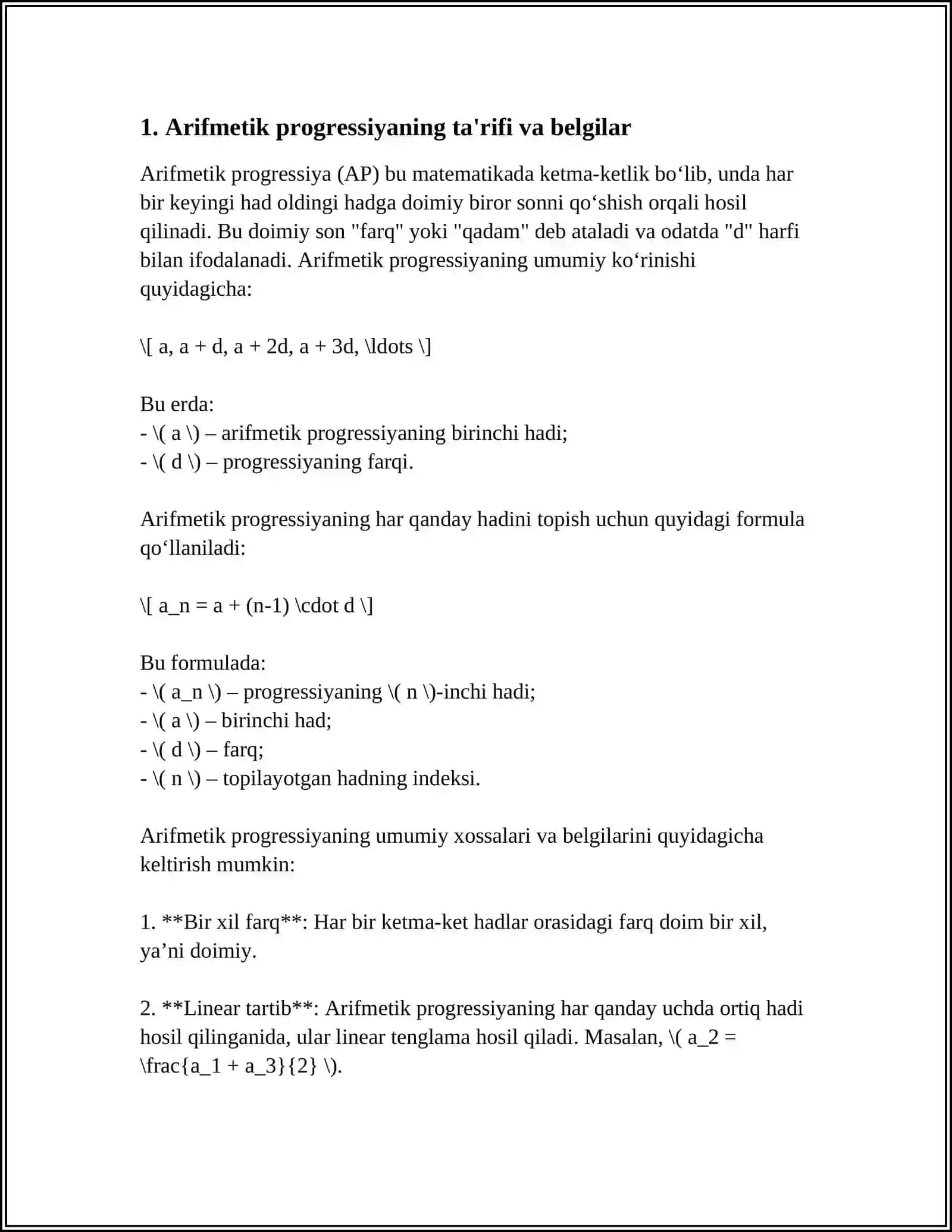 ARIFMETIK PROGRESSIYA. GEOMETRIK PROGRESSIYA 3