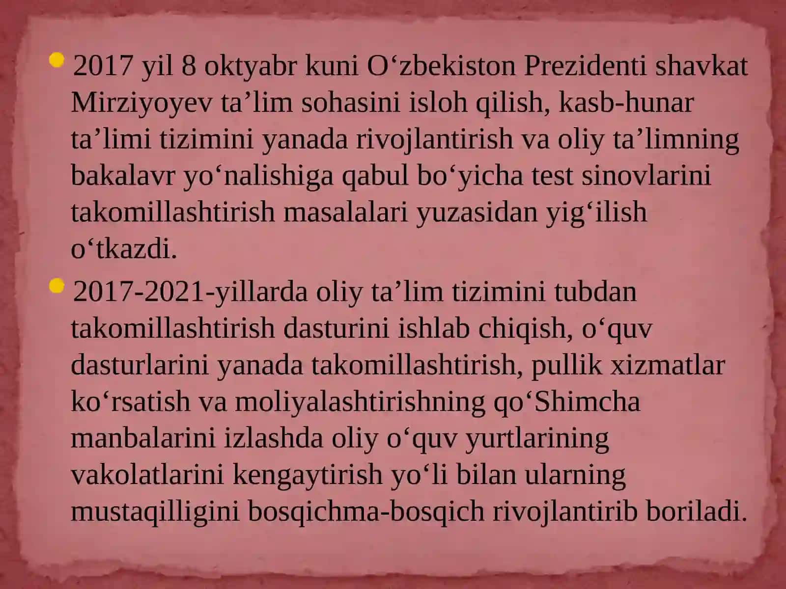 O‘zbekiston Respublikasi rivojining yangi bosqichida ta’lim-tarbiya islohotlari: Sh.M.Mirziyoyevning ta’lim-tarbiyaga oid fikrlari 3