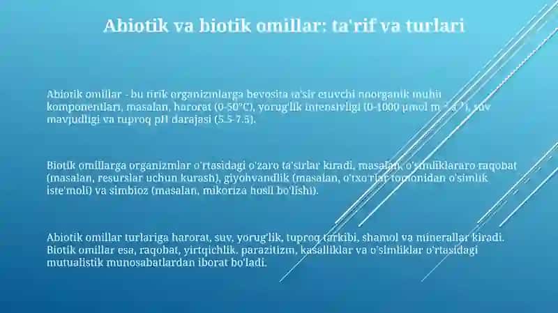 Abiotik va Biotik Ekologik Omillar 3