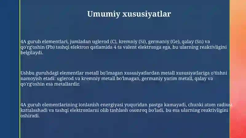 Davriy sistemaning 4-Bguruh elementlari 3