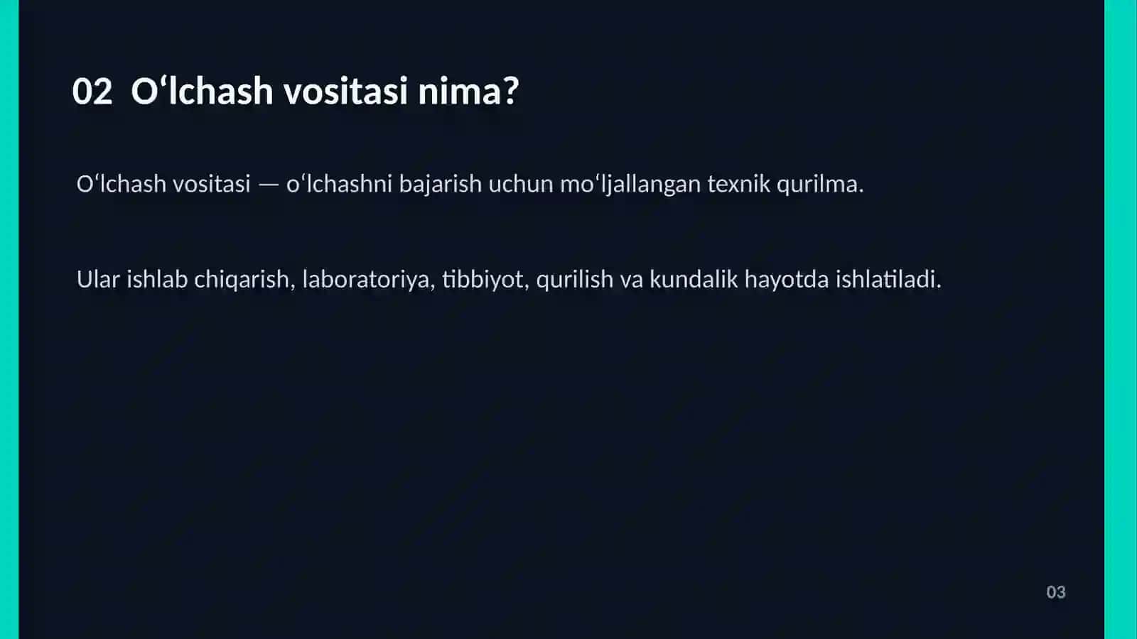 O‘LCHASH VOSITALARI 3