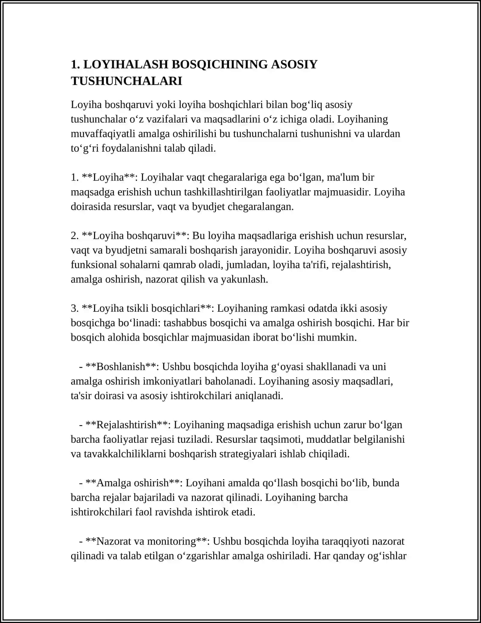 LOYIHALASH BOSQICHLARI VA ULARNING TARKIBI 3