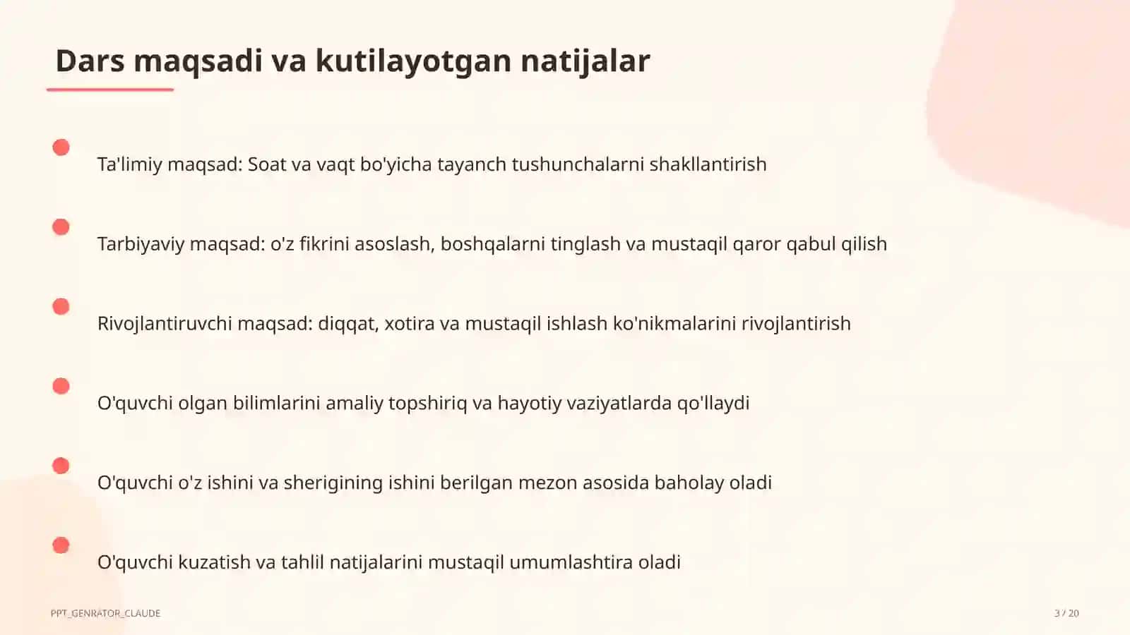 Boshlang'ich sinf: Matematika (1–4) — metodik birlashma uchun 3
