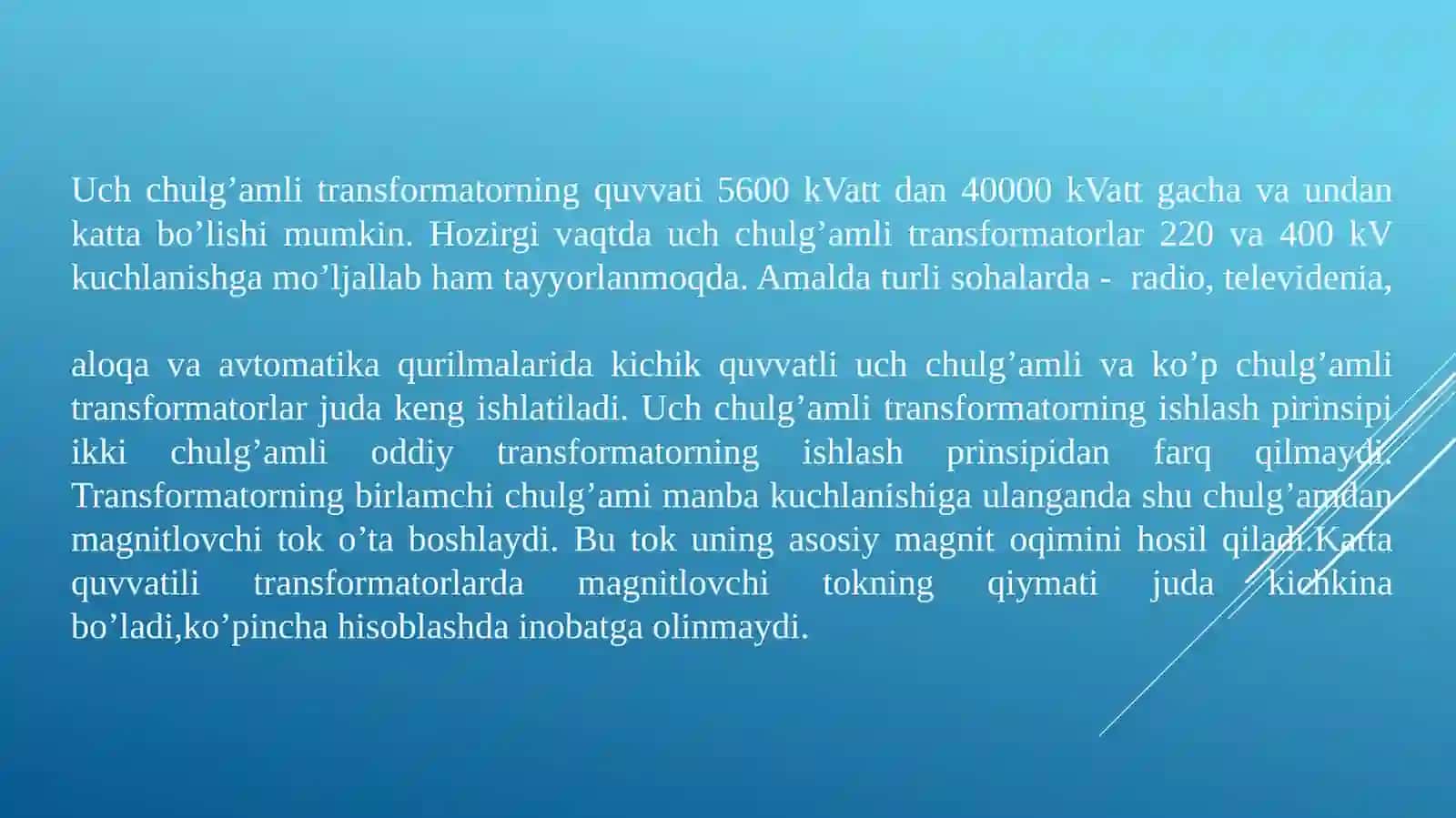 Transformator chulg'amlarini ulanish sxemasi 3