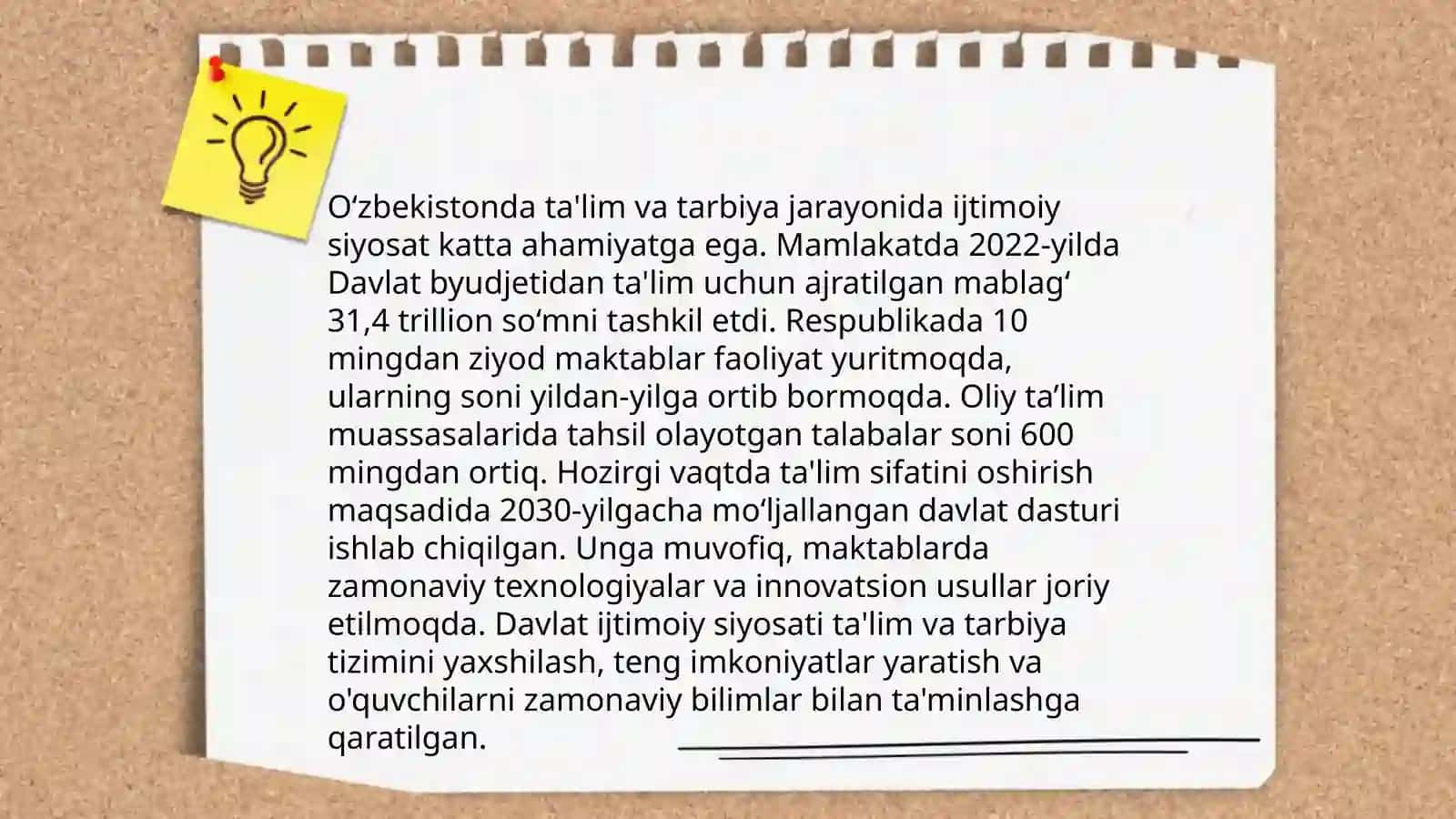 OZBEKISTONDA OLIB BORILAYOTGAN TARBIYANING OQITISH JARAYONIDA IJTIMOIY SIYOSATNING ME`YORIY-HUQUQIY ASASLARI 3