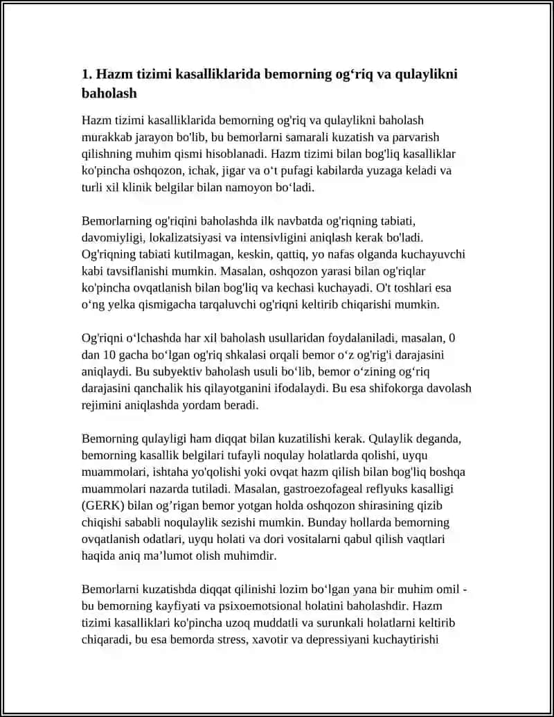 HAZIM TIZIMI KASALLIKLARIDA BEMORLARNI KUZATISH VA PARVARISH QILISH 3