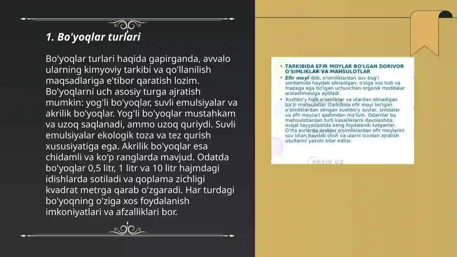 Bo'yoqlar turlari 3