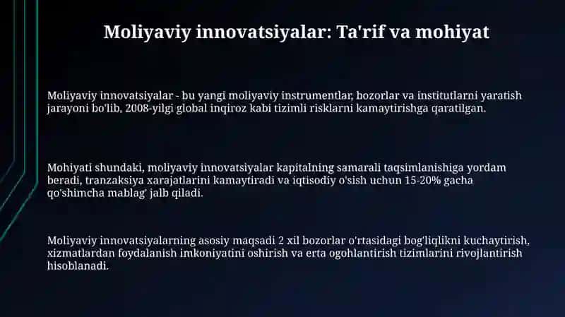 Moliyaviy innovatsiyalar: Ta'rif va mohiyat 3