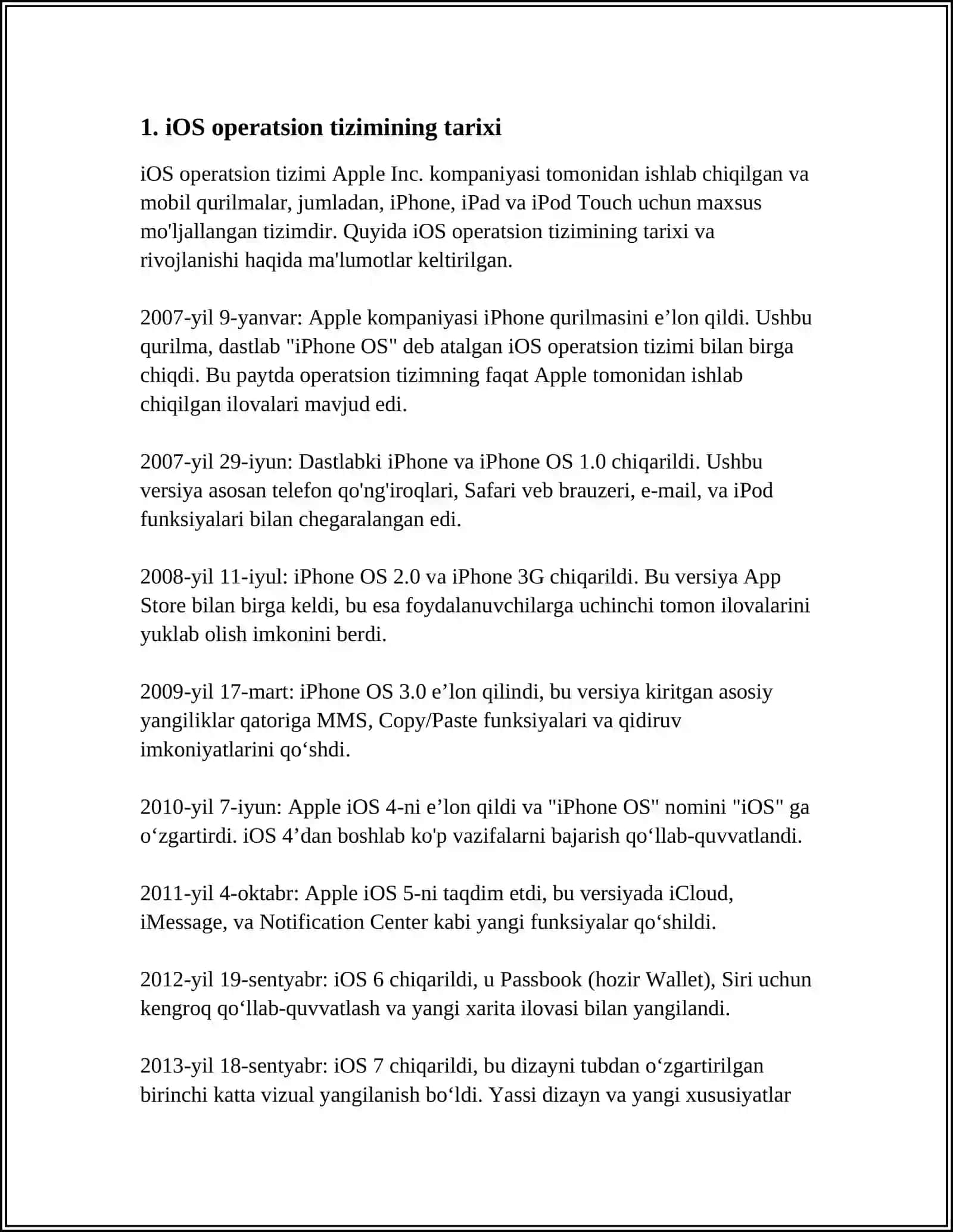 MUSTAQIL ISH Mavzu: IOS OPERATSION TIZIMI 3