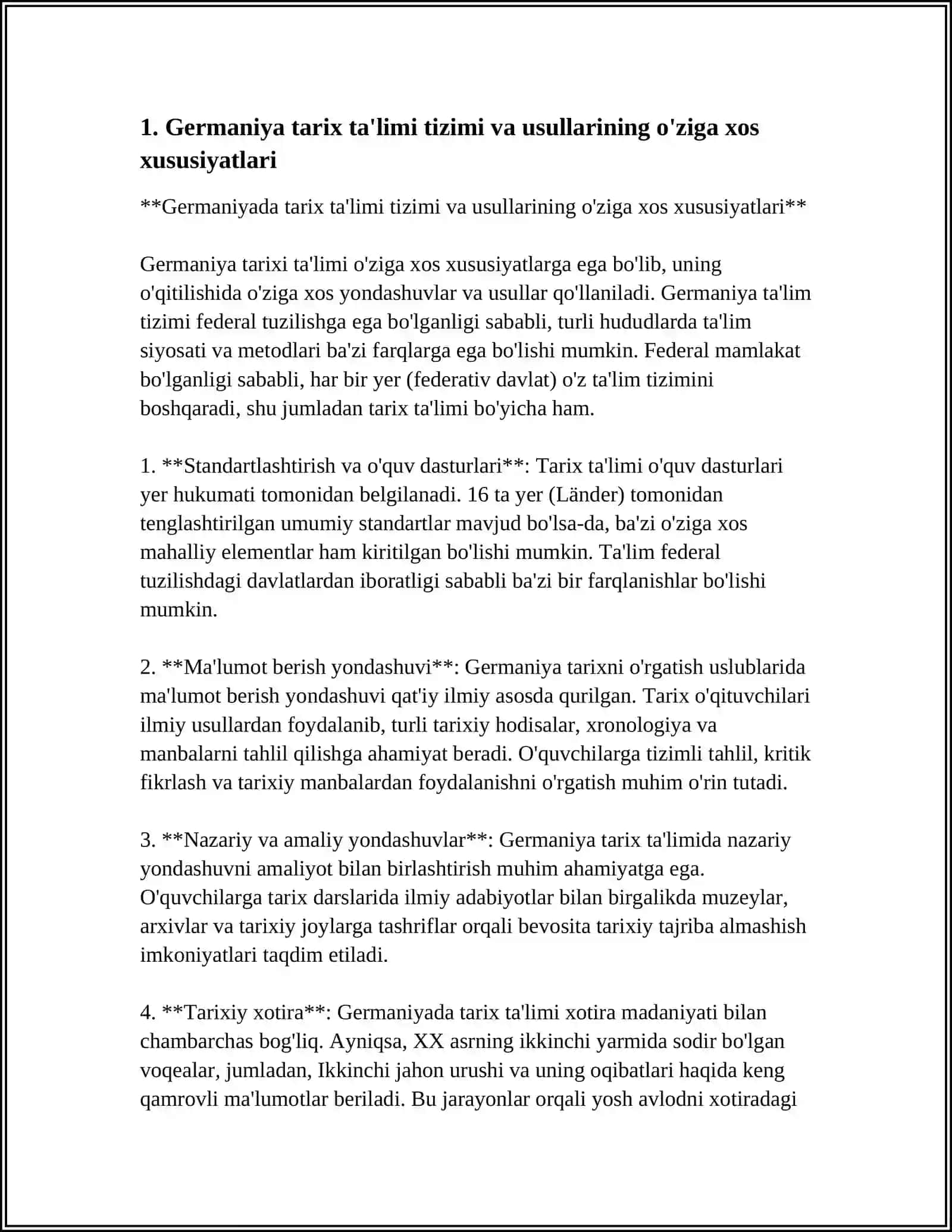 GERMANIYA, FRANTSIYA, ANGLIYA, ROSSIYA MAMLAKATLARIDAGI TARIX FANI, UNI O‘ZIGA XOS XUSUSIYATI 3