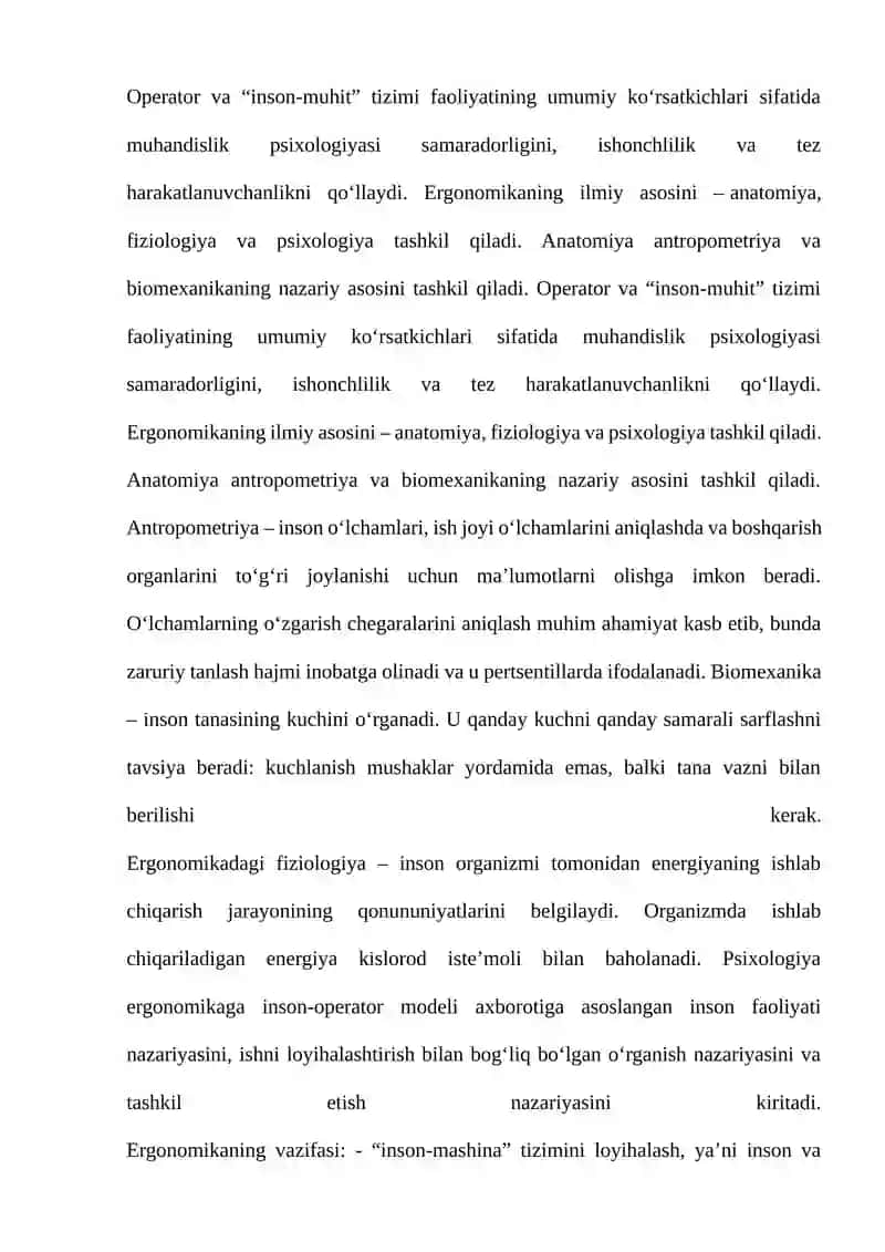Ergonomika va inson faoliyati 3