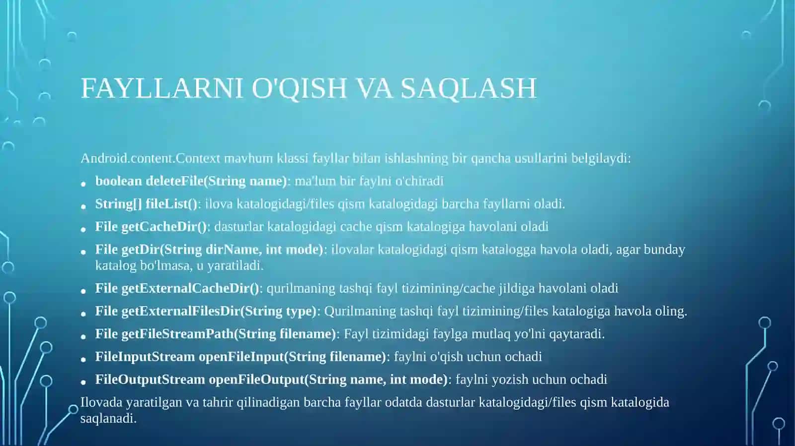 Android platformasida fayllarni o'qish, o'chirish va joylashtirish usullari 3