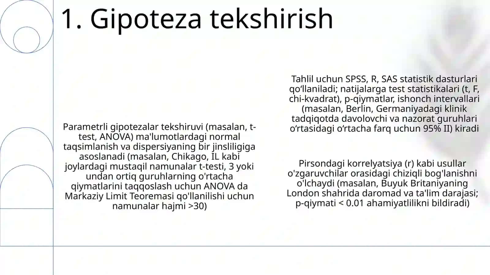 Parametrik statistik alomat tuzish usullari 3