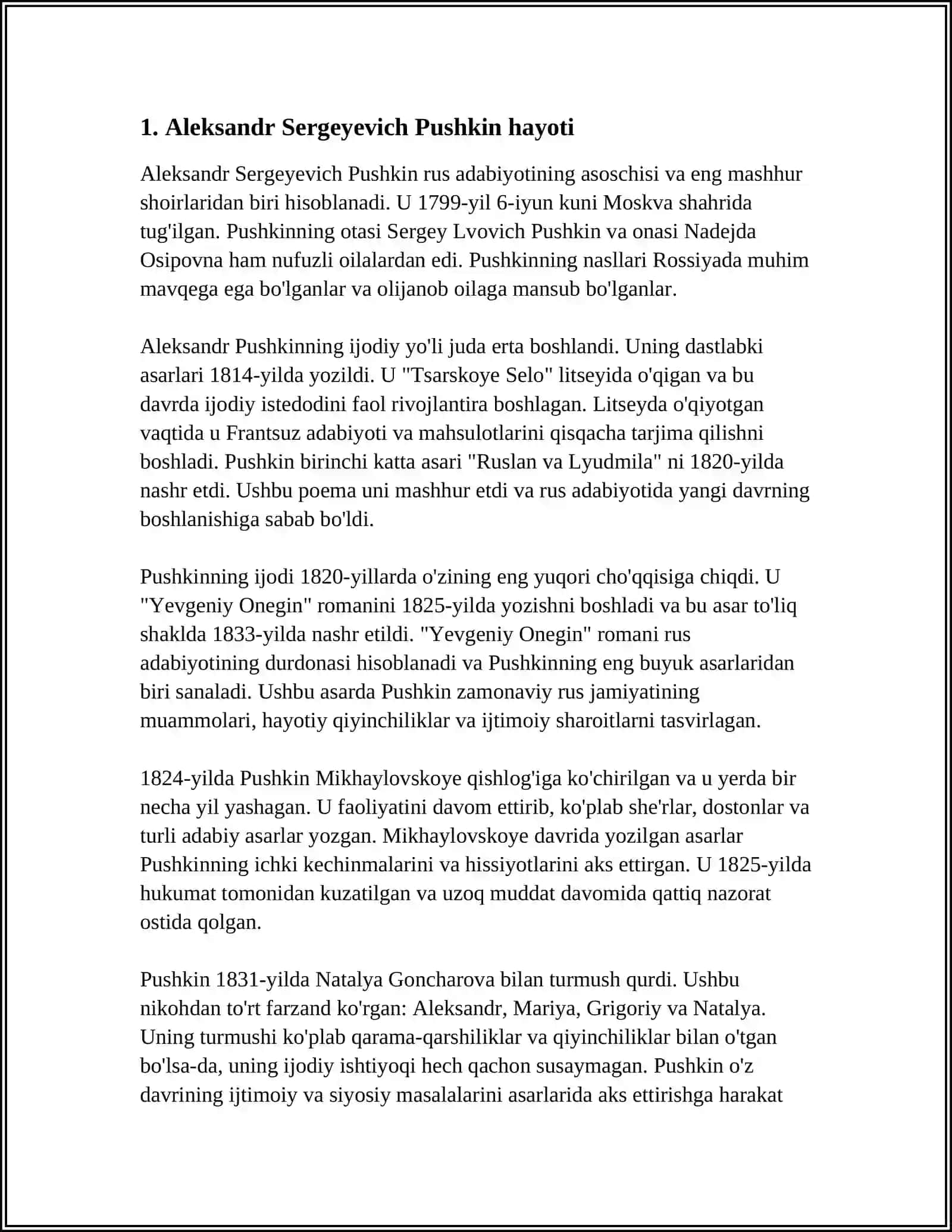 REFERAT Mavzu: ПУШКИН 3