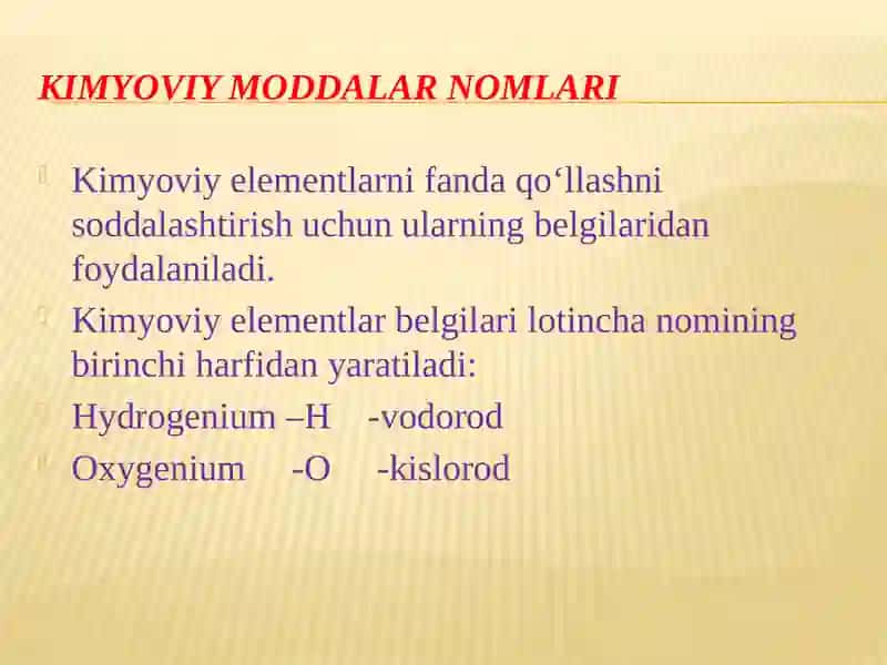 Kimyoviy Moddalar va Kislotalar Nomlanishi 3