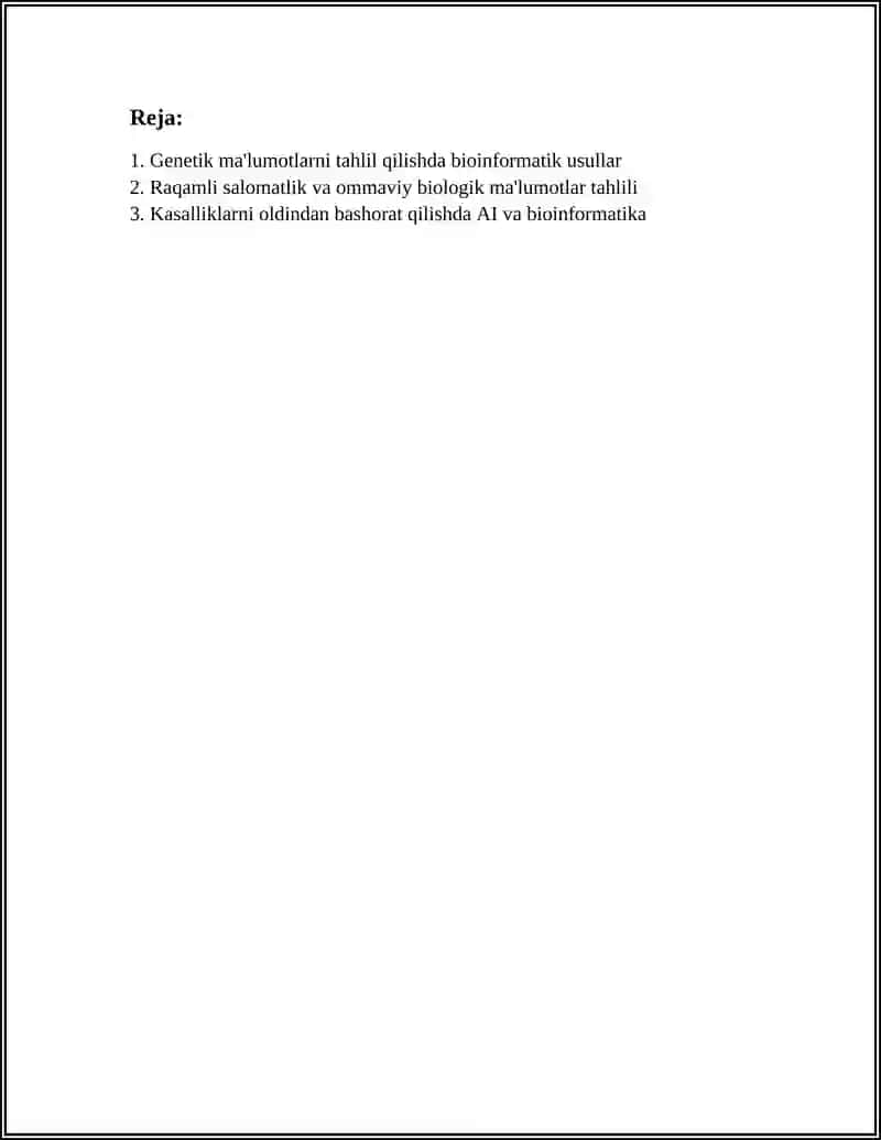 BIOINFORMATIKA VA BIOMEXANIKA FANIDAN 3