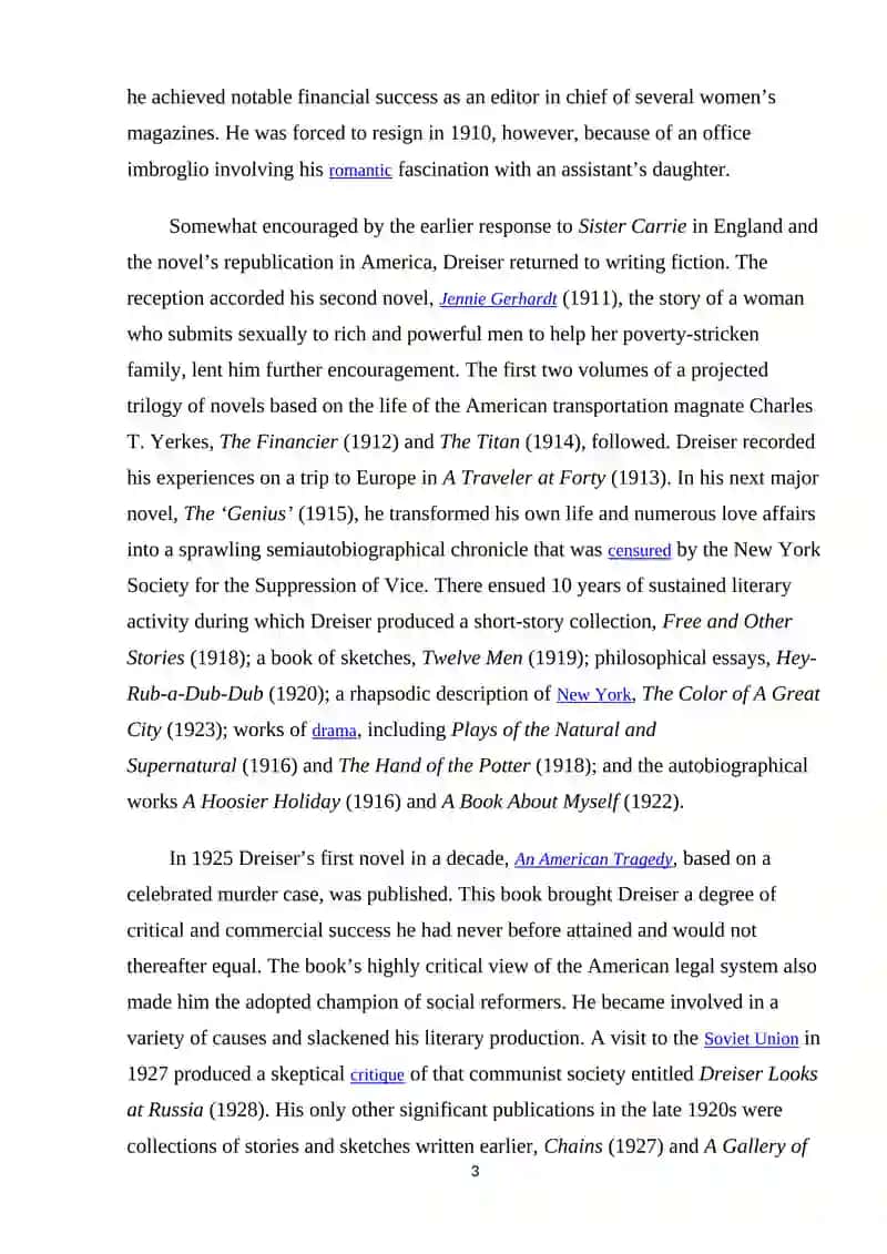 Novels by Theodore Dreiser 3