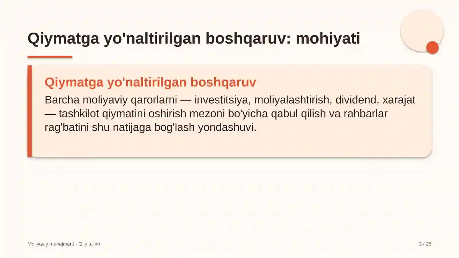 Moliyaviy Menejment va Oliy Ta'limga kirish 3