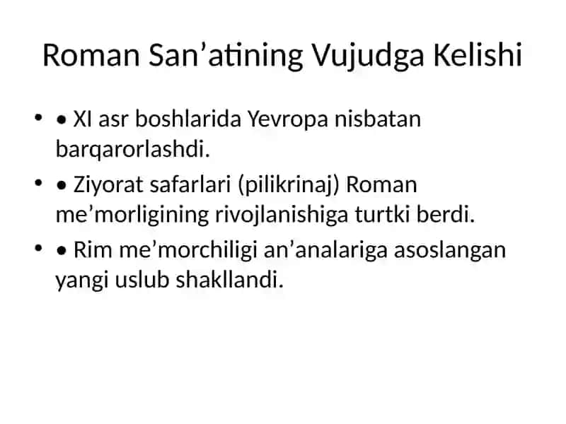 Gʻarbiy Yevropada Oʻrta Asr Sanʼati va Roman Tarixi 3