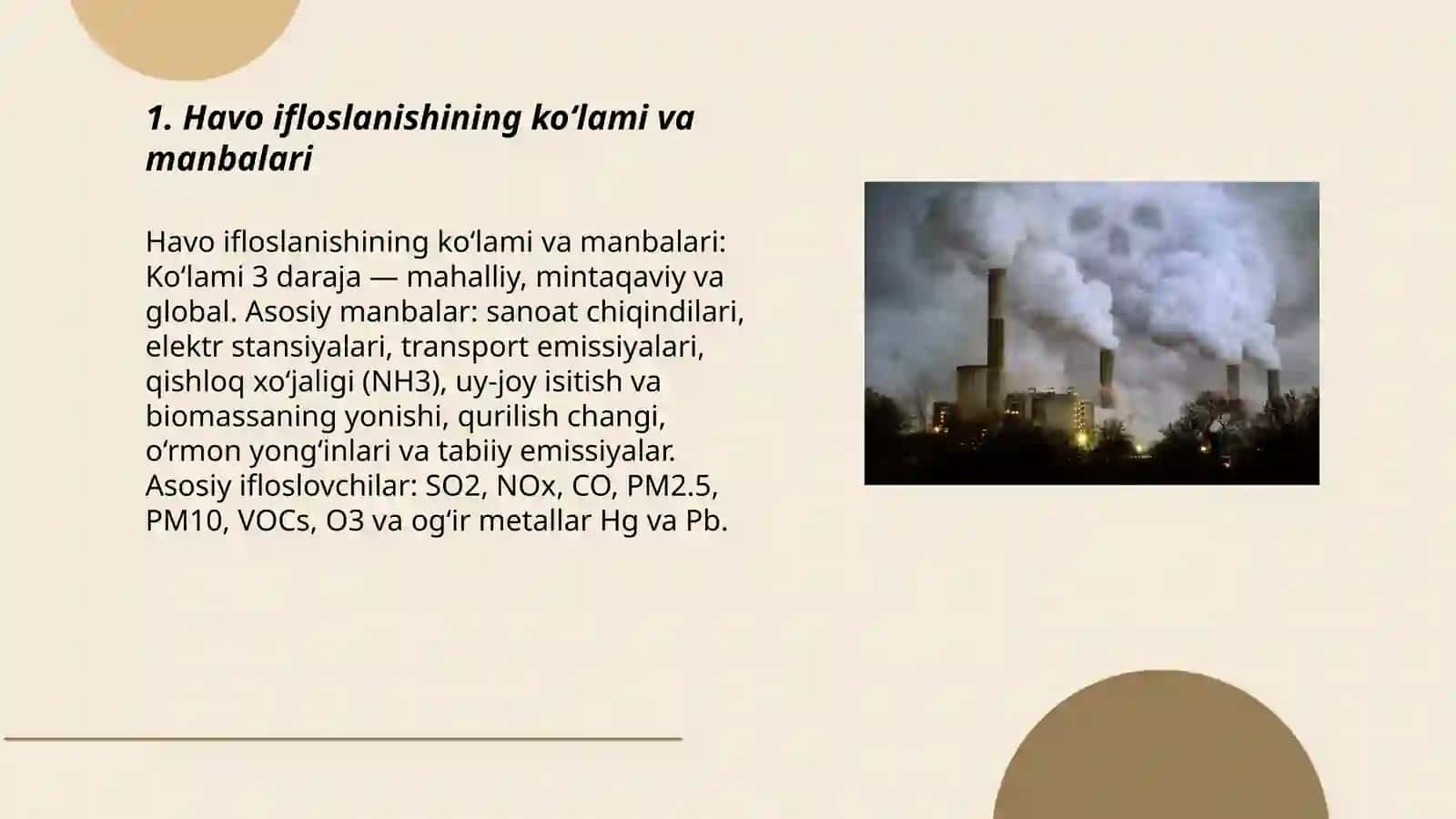Havo ifloslanishining ko‘lami va manbalari 3