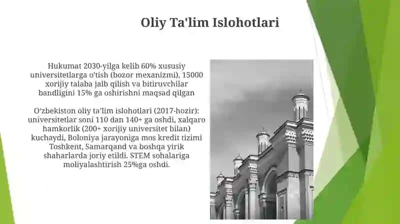 O'zbekiston Respublikasi Ta'lim sohasi islohotlari 3