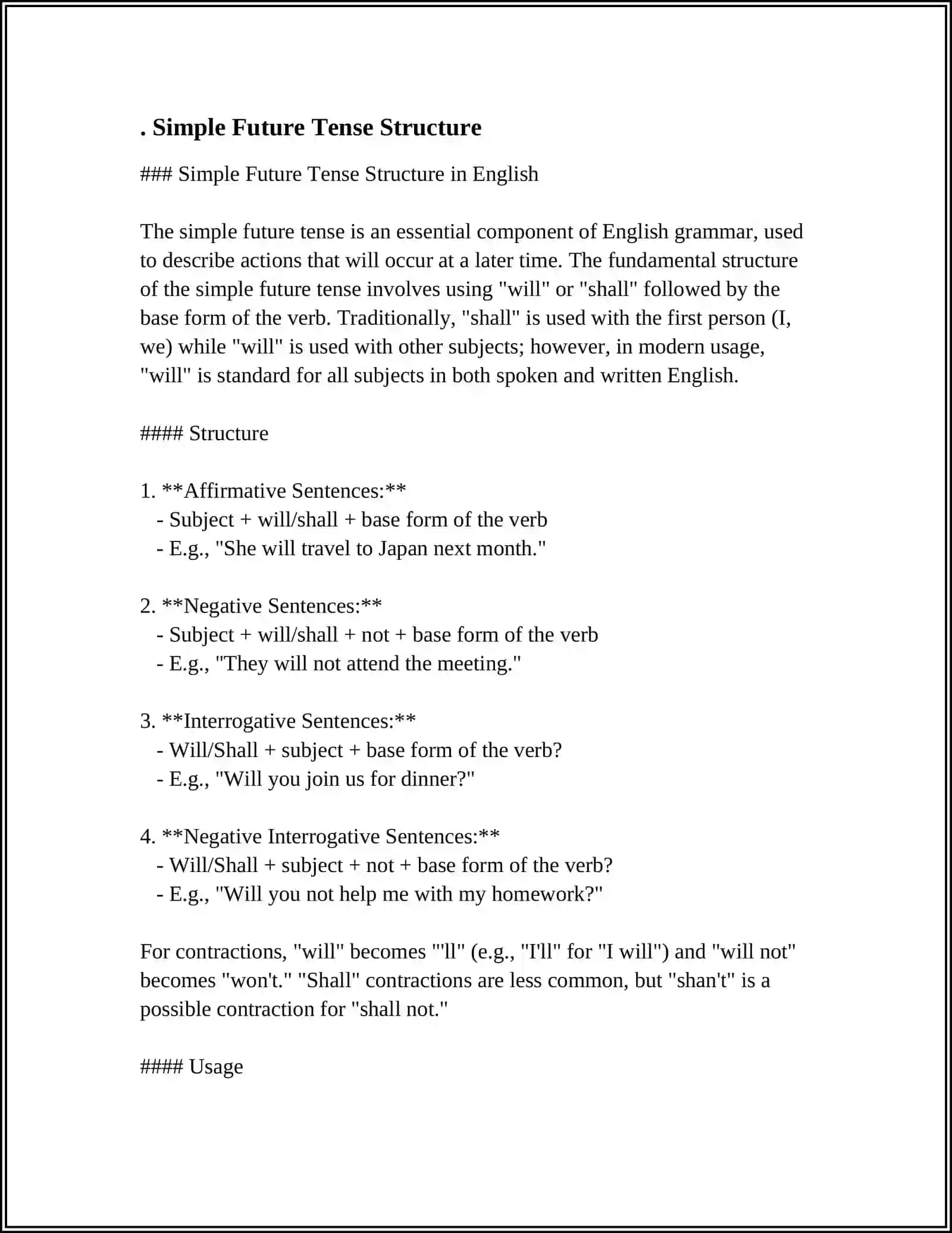 SIMPLE FUTURE TENSE Structure 3